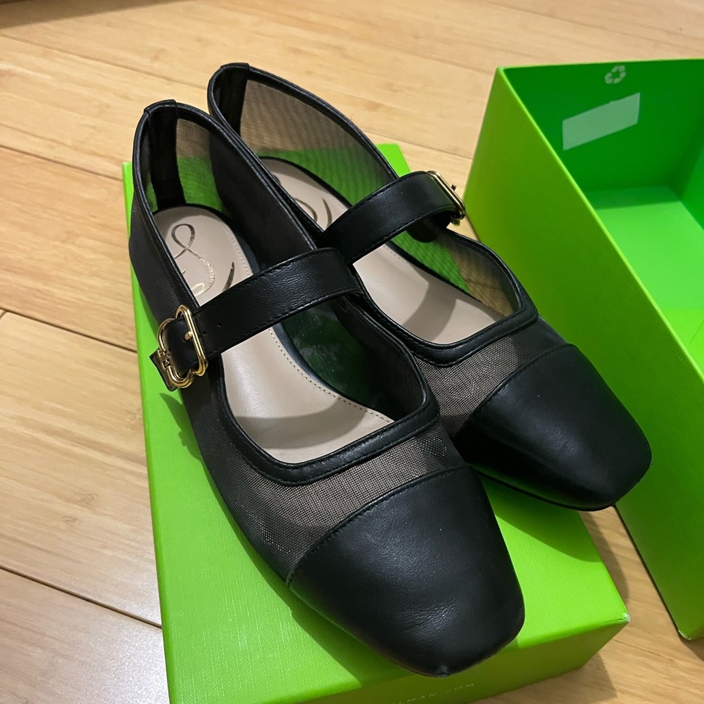 Sam Edelman Black Mesh Mary Jane Flats